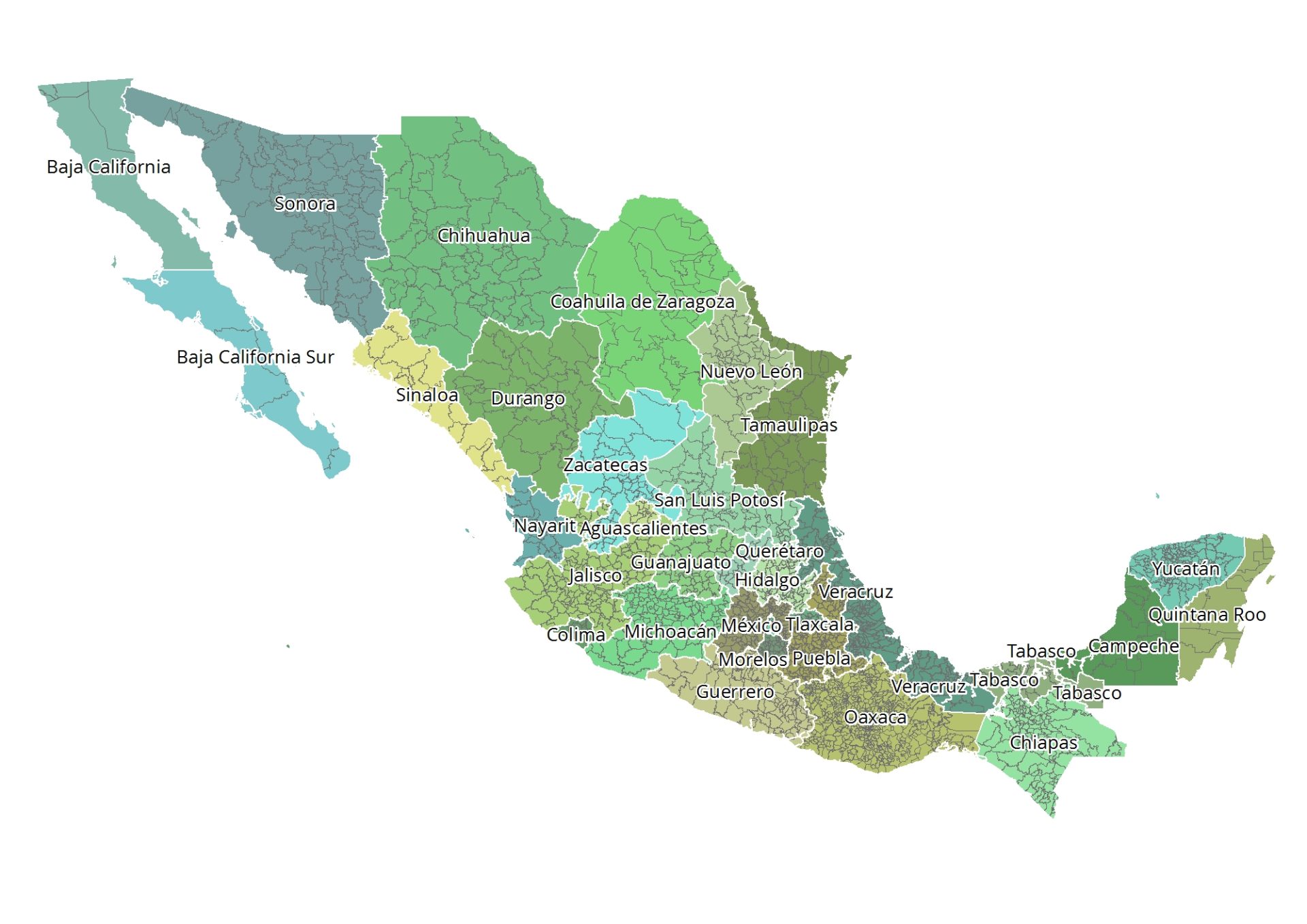 Die 32 Bundesstaaten (Estados) von Mexiko